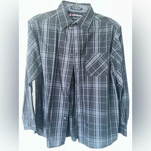 Airwalk Men's Charcoal Plaid Button Down Shirt